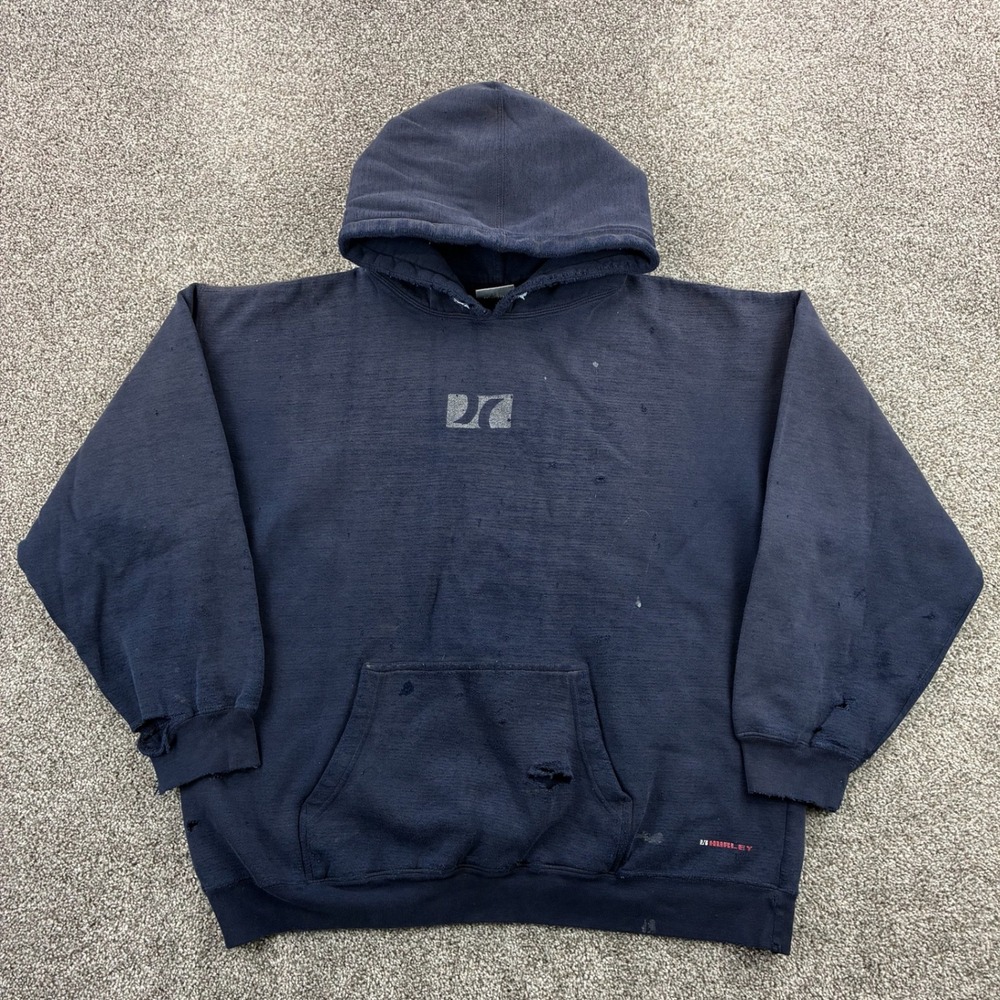 Vintage Hurley Hoodie Mens XL Navy Blue Skate Surf International Distressed